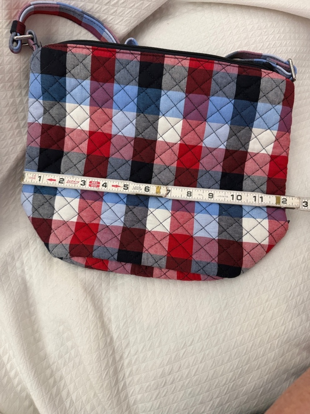 Vera Bradley Patriotic Plaid Bucket Crossbody Bag NWT Quilted Cotton Red Blue - Picture 8 of 10